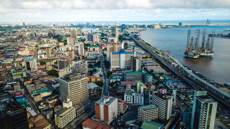 Aerial view of Marina commercial business district Lagos Island